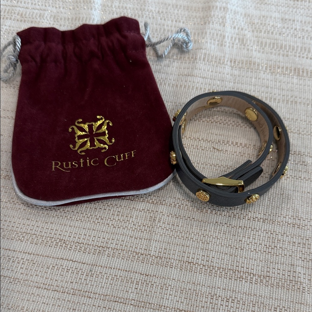 Rustic Cuff Metallic Grey and Gold Studded Bracelet
